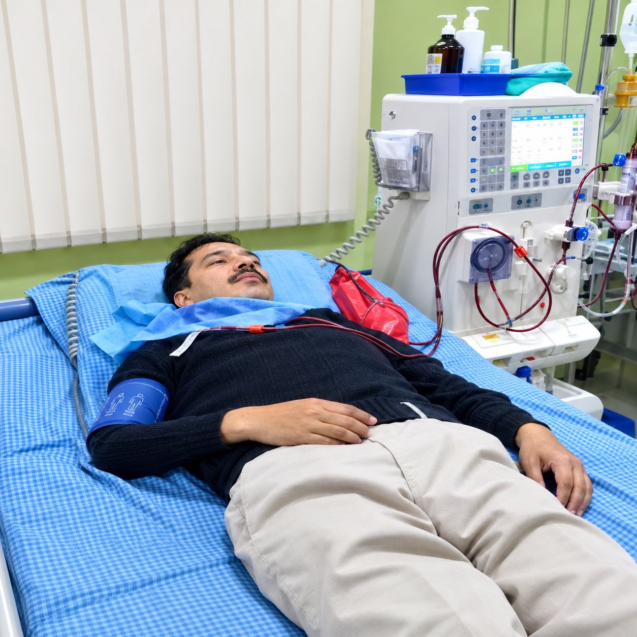 Anjal Goswami undergoing dialysis